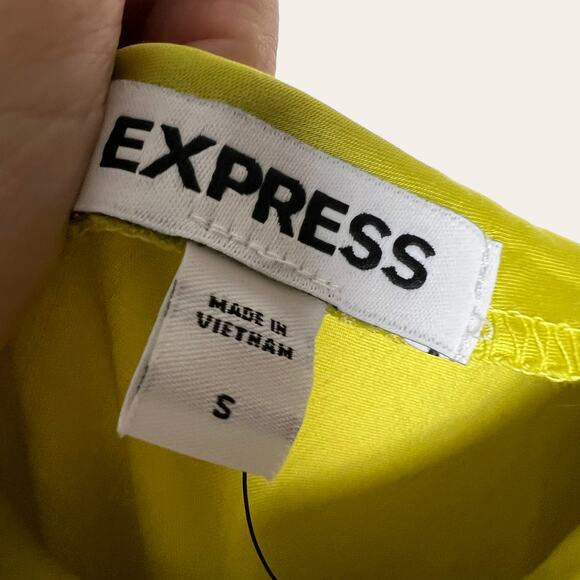 Express Satin Cowl Neck Midi Slip Dress in Lime Green Size Small - Picture 8 of 13